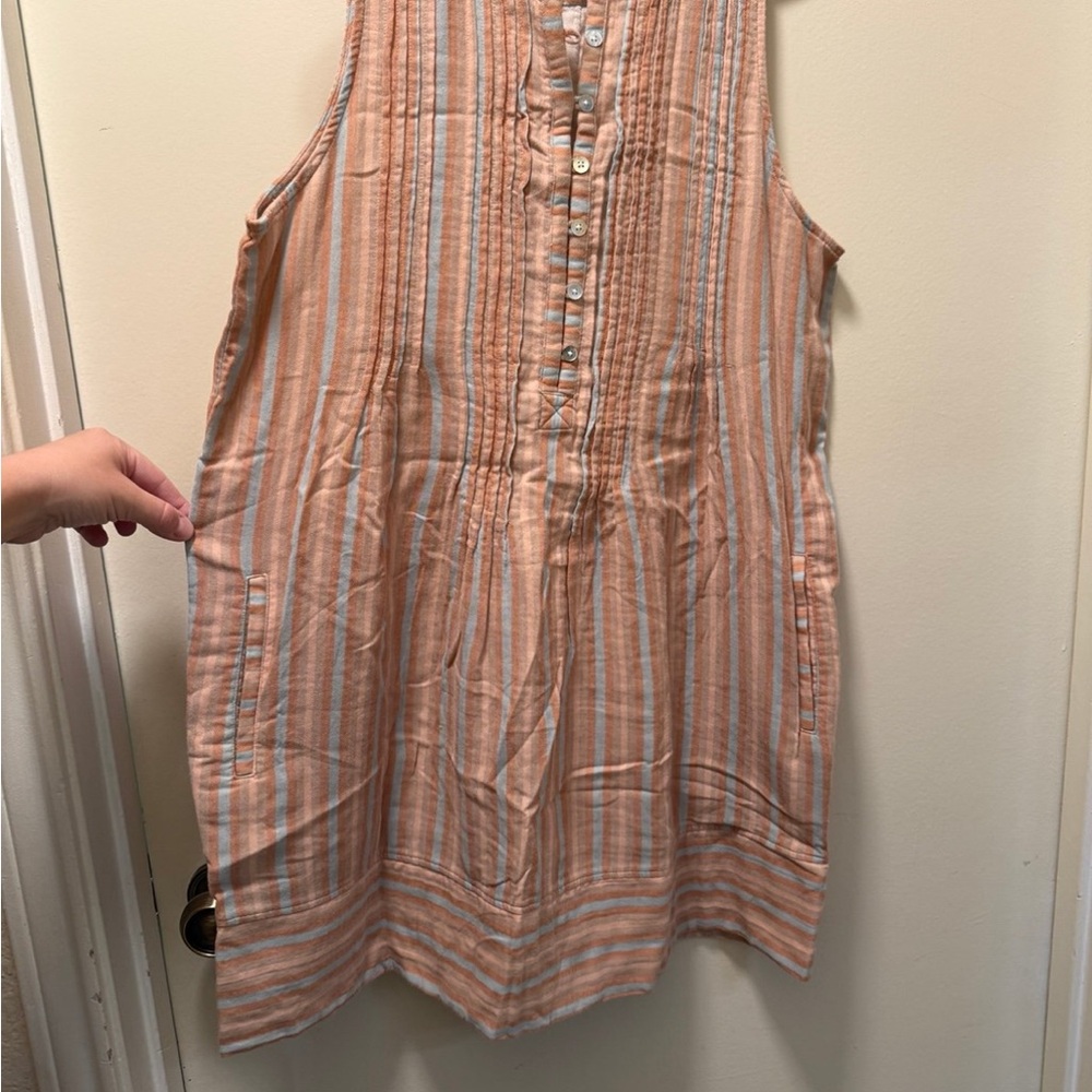 Sleeveless Striped Tunic Top - Peach